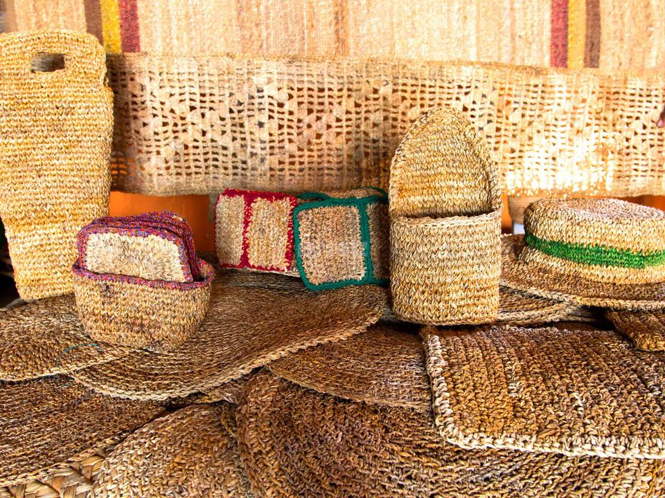 Natural banana fibre baskets and woven products